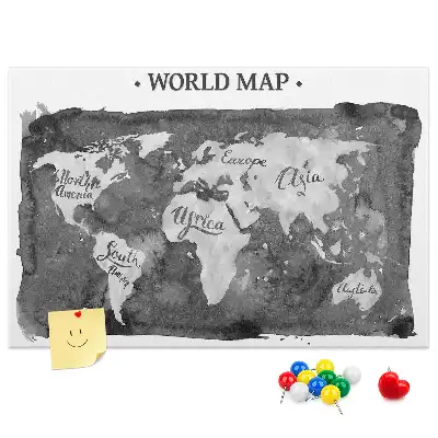 Tableau d’affichage en liège motif carte du monde rétro