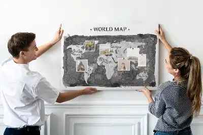 Tableau d’affichage en liège Carte du monde rétro