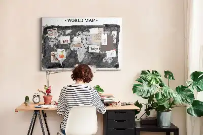 Tableau d’affichage en liège Carte du monde rétro