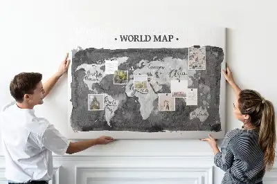 Tableau d’affichage en liège Carte du monde rétro