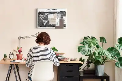 Tableau d’affichage en liège Carte du monde rétro