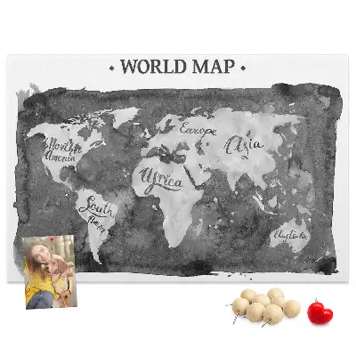 Tableau d’affichage en liège Carte du monde rétro