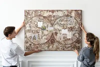 Tableau en liège déco Carte d'atlas antique