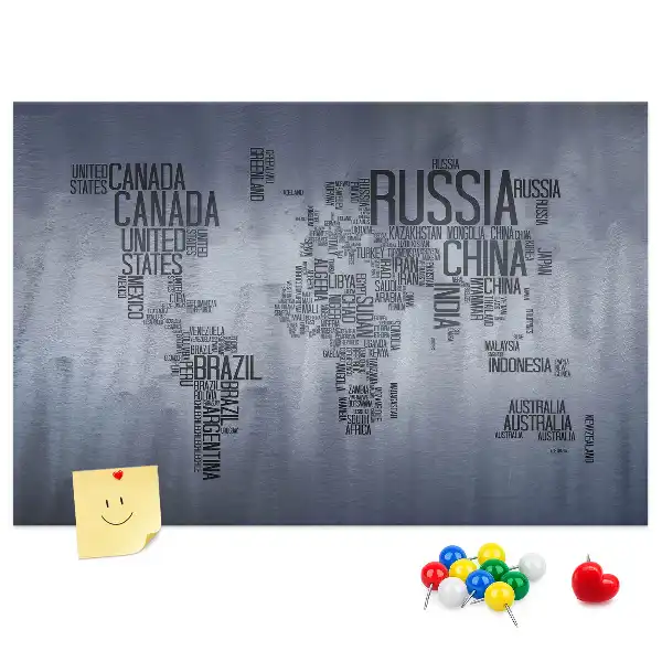 Tableau de liège Pays du monde en lettres