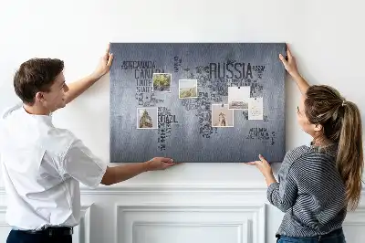Tableau de liège Pays du monde en lettres