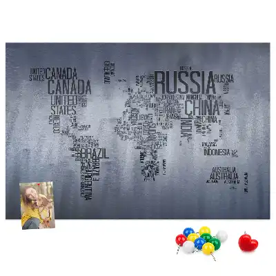 Tableau de liège Pays du monde en lettres