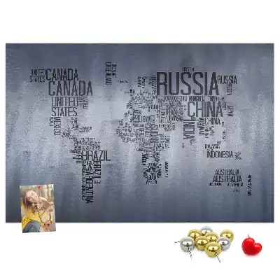 Tableau de liège Pays du monde en lettres