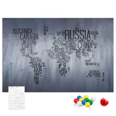 Tableau de liège Pays du monde en lettres