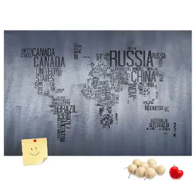 Tableau de liège Pays du monde en lettres