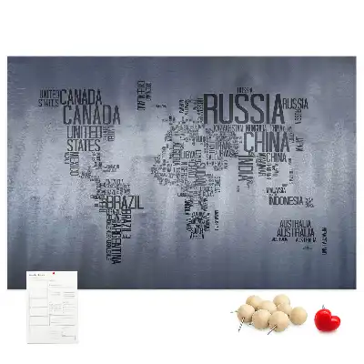 Tableau de liège Pays du monde en lettres