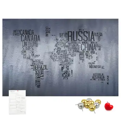 Tableau de liège Pays du monde en lettres