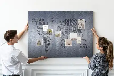 Tableau de liège Pays du monde en lettres