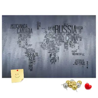 Tableau de liège Pays du monde en lettres