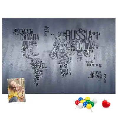 Tableau de liège Pays du monde en lettres
