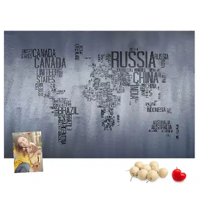 Tableau de liège Pays du monde en lettres