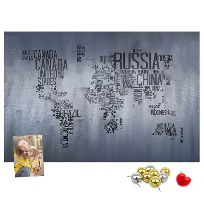 Tableau de liège Pays du monde en lettres