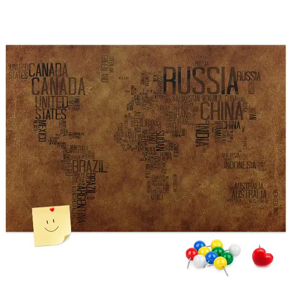 Tableau d’affichage en liège Carte des noms de pays