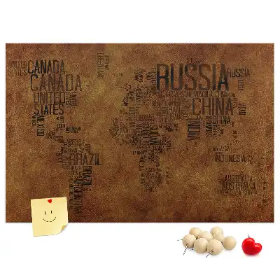 Tableau d’affichage en liège Carte des noms de pays