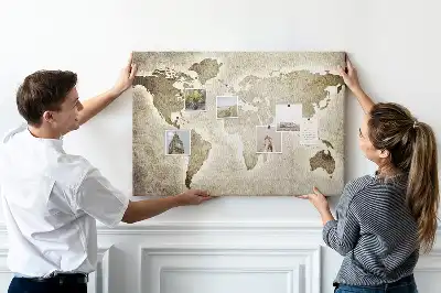 Tableau en liège déco Carte du monde panoramique