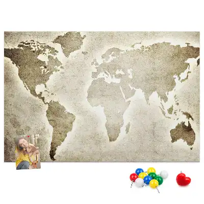 Tableau en liège déco Carte du monde panoramique