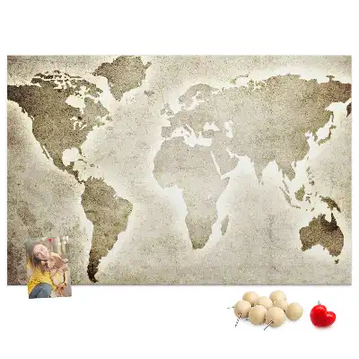Tableau en liège déco Carte du monde panoramique