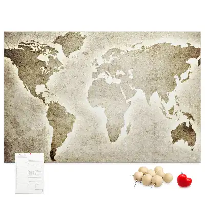 Tableau en liège déco Carte du monde panoramique