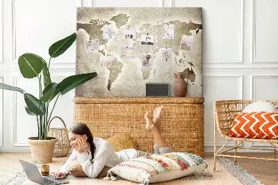 Tableau en liège déco Carte du monde panoramique