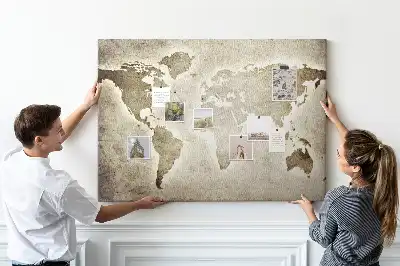 Tableau en liège déco Carte du monde panoramique