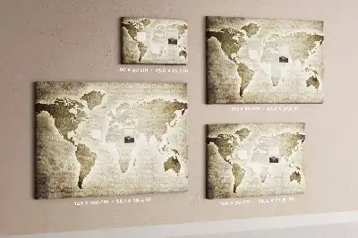 Tableau en liège déco Carte du monde panoramique