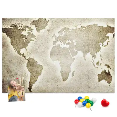 Tableau en liège déco Carte du monde panoramique