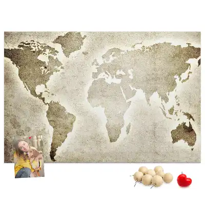 Tableau en liège déco Carte du monde panoramique
