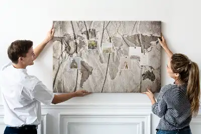 Tableau d’affichage en liège Carte du monde motif