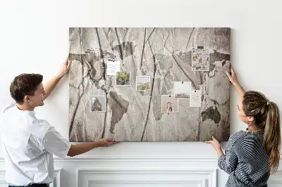Tableau d’affichage en liège Carte du monde motif