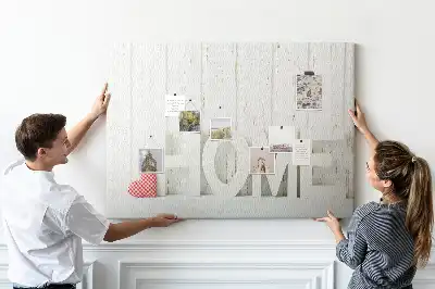 Tableau en liège déco Typographie "home" pour le mur du salon