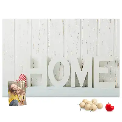 Tableau en liège déco Typographie "home" pour le mur du salon