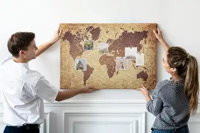 Tableau de liège Le monde dans un style cartographique ancien