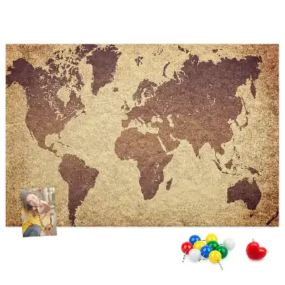 Tableau de liège Le monde dans un style cartographique ancien