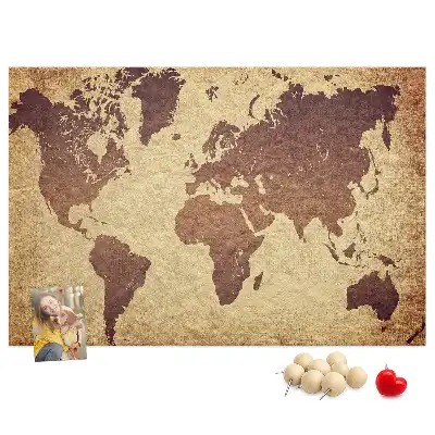 Tableau de liège Le monde dans un style cartographique ancien