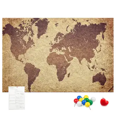 Tableau de liège Le monde dans un style cartographique ancien