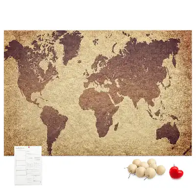 Tableau de liège Le monde dans un style cartographique ancien