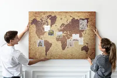 Tableau de liège Le monde dans un style cartographique ancien