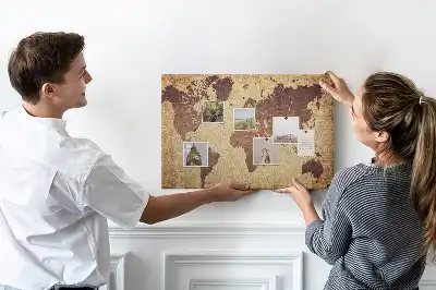 Tableau de liège Le monde dans un style cartographique ancien