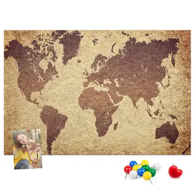 Tableau de liège Le monde dans un style cartographique ancien