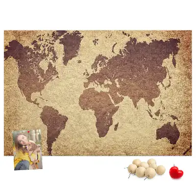 Tableau de liège Le monde dans un style cartographique ancien