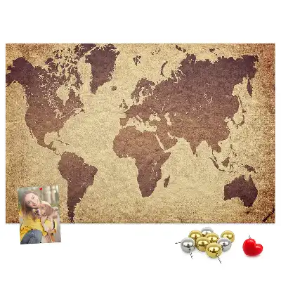 Tableau de liège Le monde dans un style cartographique ancien