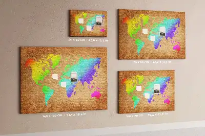 Tableau d’affichage en liège Contour continental de la terre