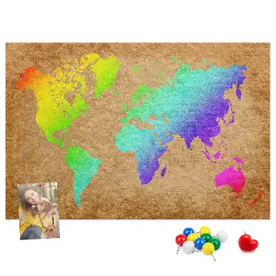 Tableau d’affichage en liège Contour continental de la terre
