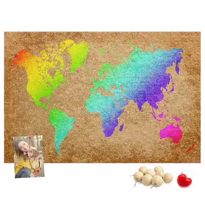 Tableau d’affichage en liège Contour continental de la terre