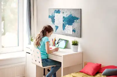 Tableau en liège déco Carte du globe grand format