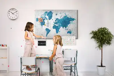 Tableau en liège déco Carte du globe grand format